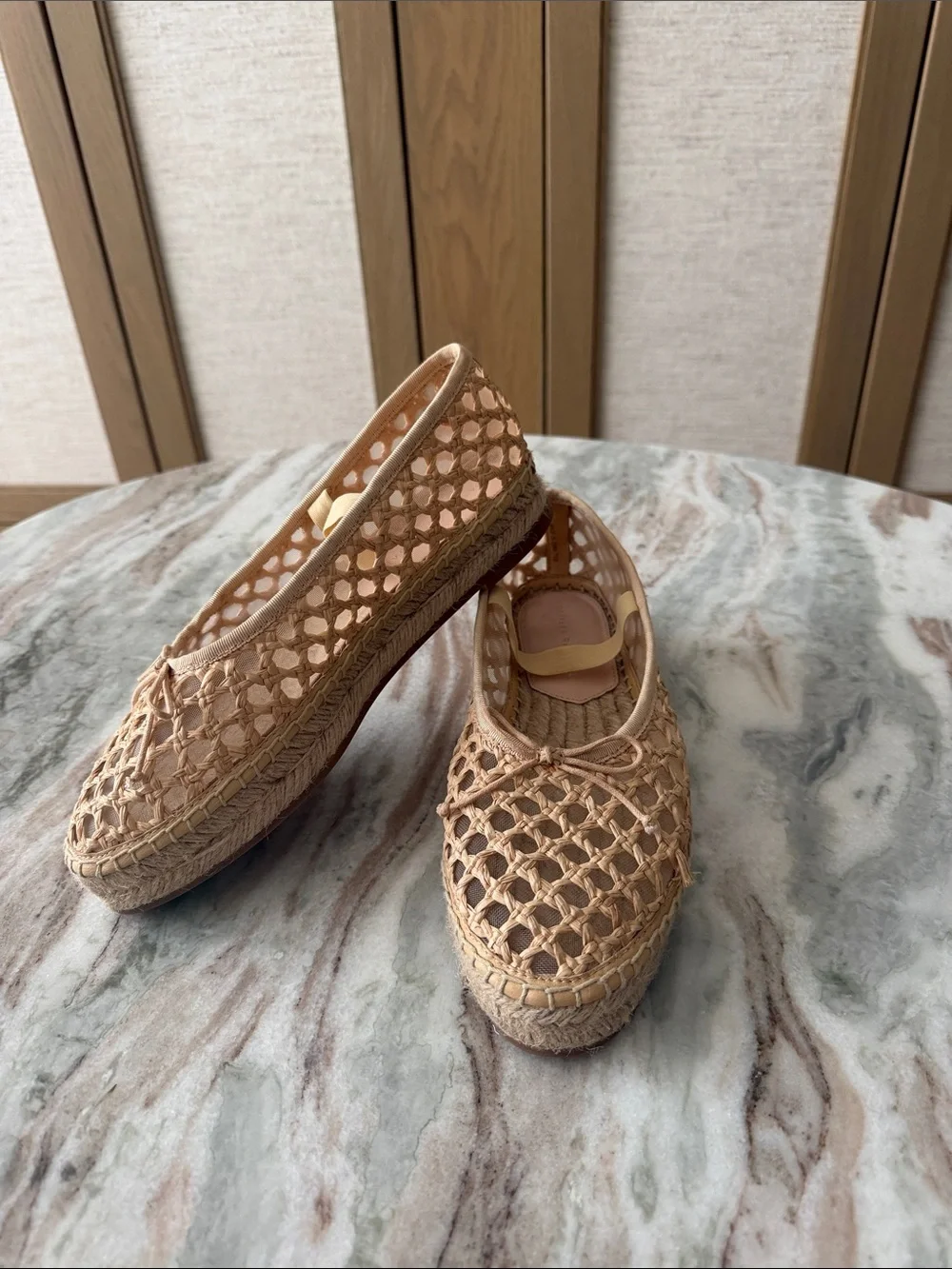 Loeffler Randall Beige Crochet Espadrille Flats